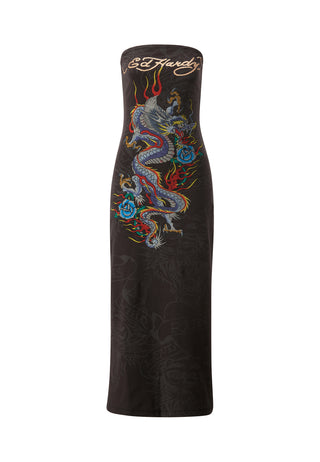 Womens Vibrant-Dragon Stappy Mini Dress - Charcoal