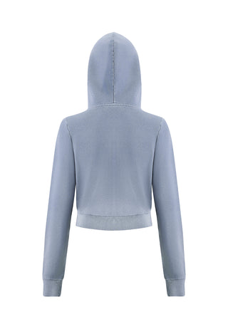 Womens Watchingfly Cropped Zip Thru Hoodie - Washed Grey