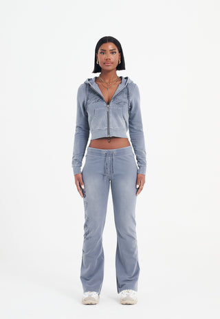 Womens Watchingfly Cropped Zip Thru Hoodie - Washed Grey