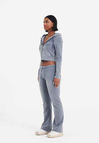 Womens Watchingfly Cropped Zip Thru Hoodie - Washed Grey