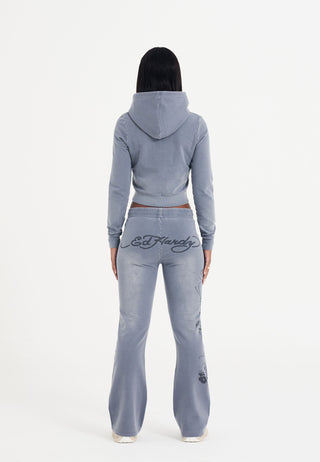 Womens Watchingfly Cropped Zip Thru Hoodie - Washed Grey