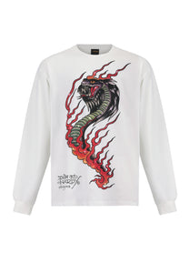 Mens Venom Slither Diamante Long Sleeved Tshirt - White