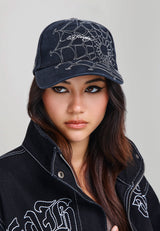 Unisex Spiderweb 5 Panel Trucker Cap - Black / White