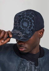 Unisex Spiderweb 5 Panel Trucker Cap - Black