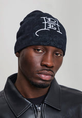 Unisex Flaming Skull Beanie - Black