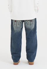 Mens Black Widow Relaxed Jeans - Dark Blue