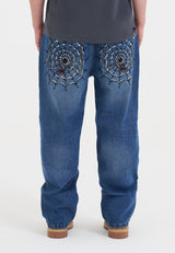 Mens Black Widow Relaxed Jeans - Mid Blue