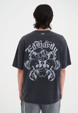 Mens Diamante Skulls Relaxed T-Shirt - Charcoal