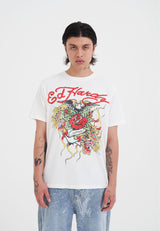 Mens Eagle Drag Rose T-Shirt - White