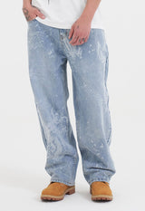 Mens Gothic Multi Graphic Jeans - Mid Blue