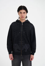 Mens Skeleton In Acid Zip Thru Hoodie - Black