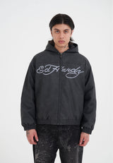 Mens Soaring Eagles Pu Hooded Vegan Leather Jacket - Black