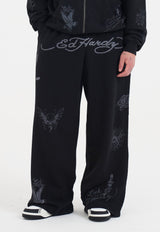 Mens Tattoo Collage Relaxed Joggers - Black
