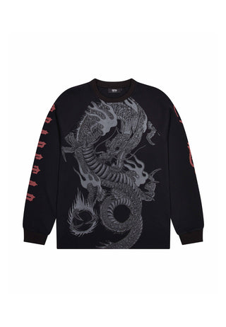 Mens Trapstar x Ed Hardy Waffle LS Top - Black