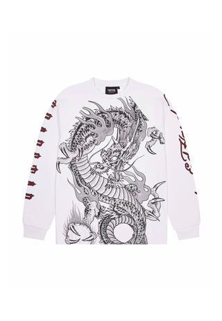 Mens Trapstar x Ed Hardy Waffle LS Top - White