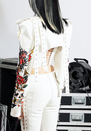 Siren Skull Choker Jacket - White