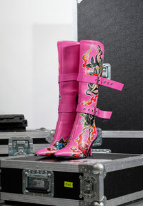 Tattoo Belt Boot - Pink