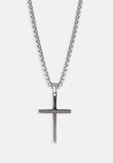 Ed Hardy Stainless Steel Cross Necklace - Silver