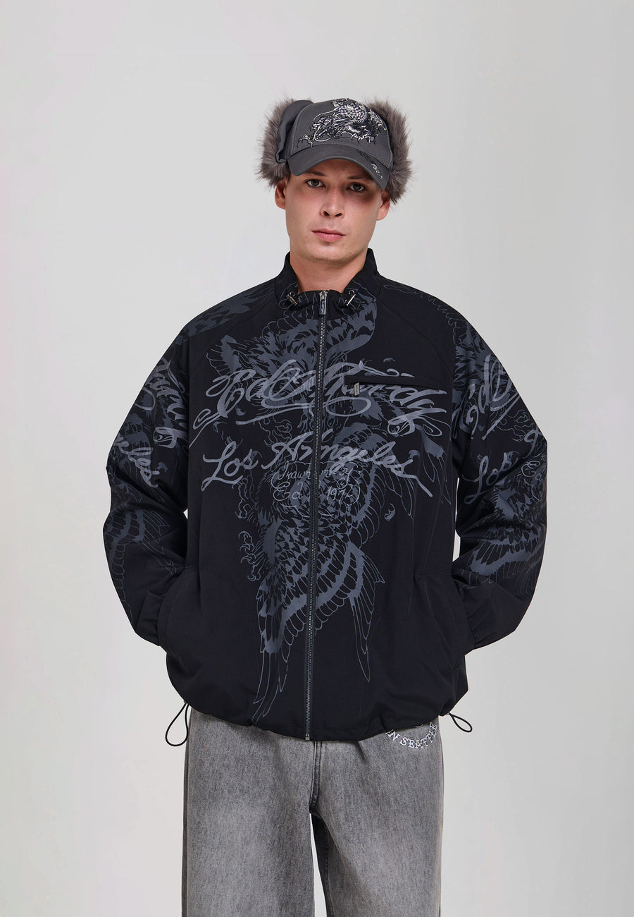 Mens Soaring Eagle Los Angeles Relaxed Fit Zip Through Jacket - Black