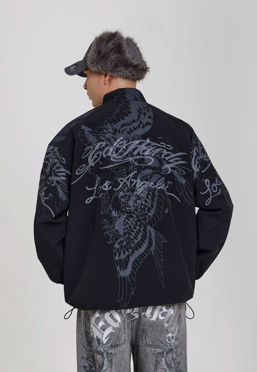Mens Soaring Eagle Los Angeles Relaxed Fit Zip Through Jacket - Black