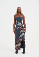 Womens Death Before Dishonor Bandeau Dress - Charcoal