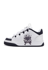 Womens Hardflip Low - Flaming Skull - White/Black