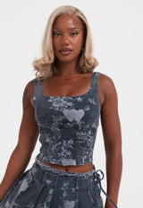 Womens EDH Love Print Corset - Blue