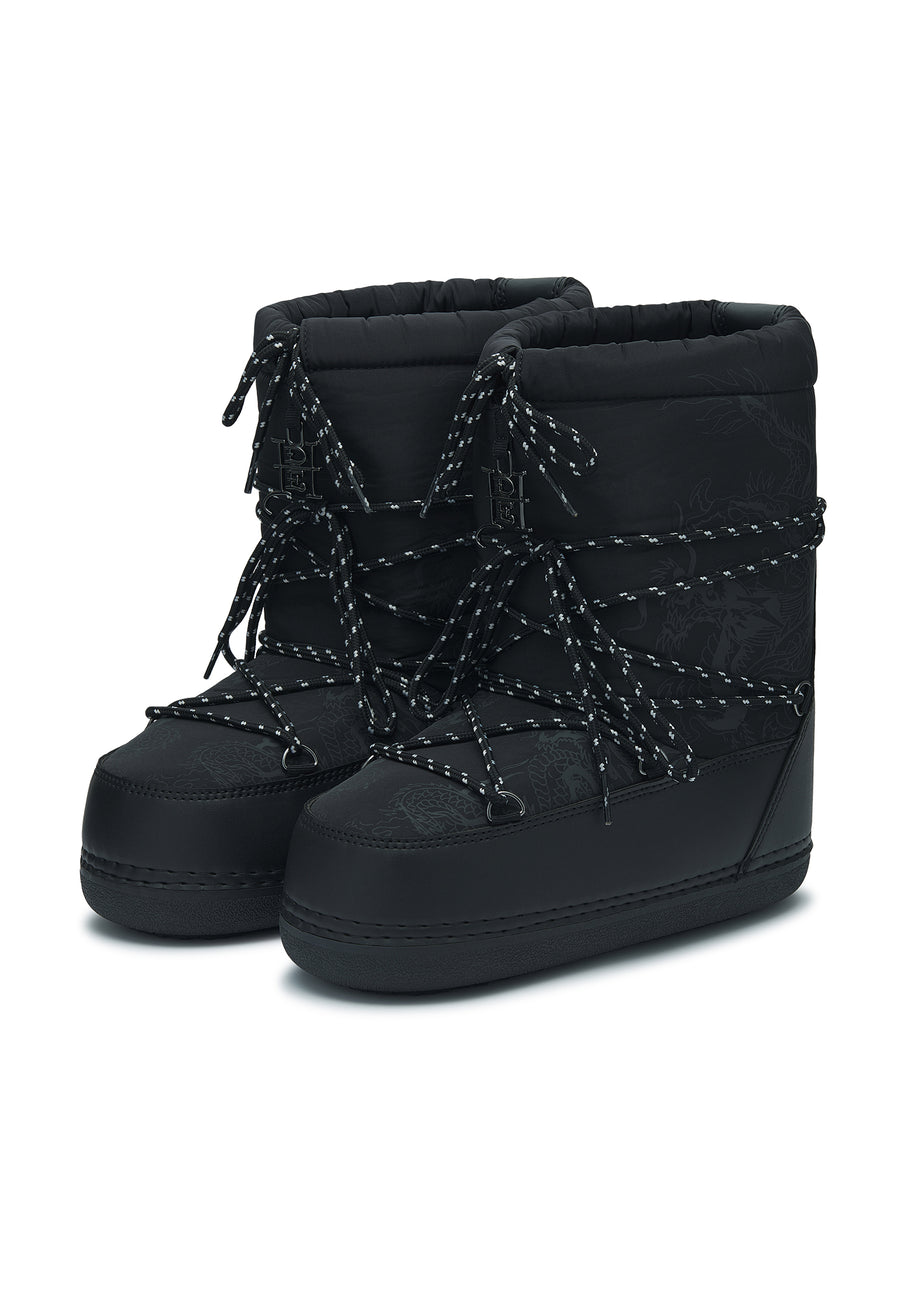Womens Snow Boot - Crawling Dragon - Black
