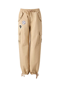 Womens Nyc Badge Cargo Trouser - Beige