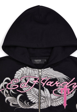 Womens Trapstar x Ed Hardy Hoodie - Black/Pink