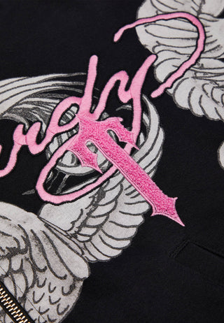 Womens Trapstar x Ed Hardy Hoodie - Black/Pink