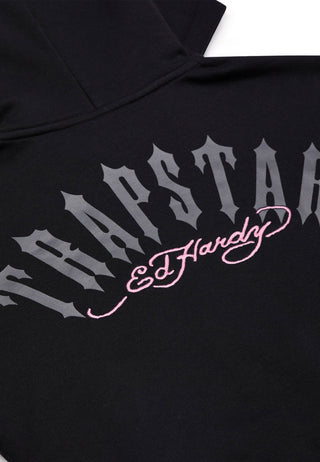 Womens Trapstar x Ed Hardy Hoodie - Black/Pink