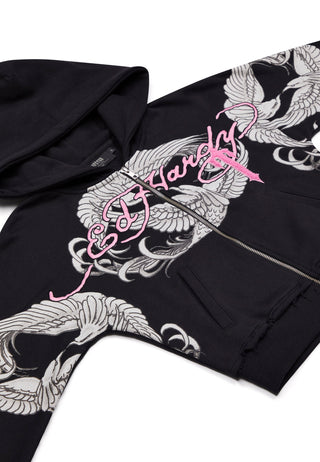 Womens Trapstar x Ed Hardy Hoodie - Black/Pink