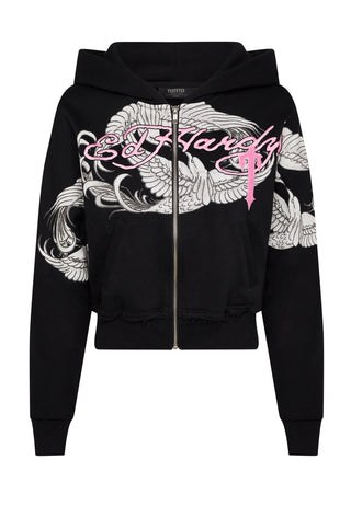 Womens Trapstar x Ed Hardy Hoodie - Black/Pink