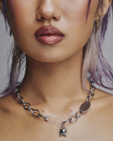 Ed Hardy Flaming Skull Necklace - Silver