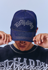 Unisex Diamante Gothic 5 Panel Trucker Cap - Indigo