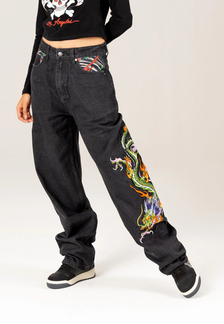 Crawling Dragon Relaxed Jean - Washed Black