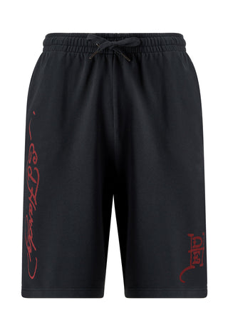 Mens Fireball Dragon Sweat Shorts - Washed Black