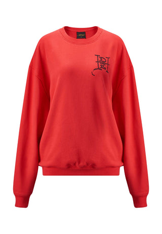 Womens Slow-Love Graphic Crew Neck Sweatshirt - Red