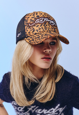 Unisex Leopard Print 5 Panel Trucker - Brown