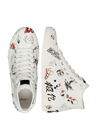 DOODLE HIGH TOP SNEAKERS - WHITE