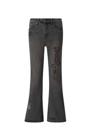 Womens Doodle-Star Crop Jeans - Black