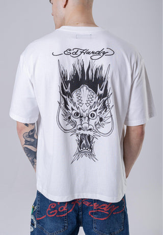 Mens Dragons-Back Tonal T-Shirt - White