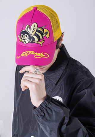 Unisex Ed-Busy-Bee Twill Front Mesh Trucker Cap - Pink