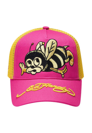 Unisex Ed-Busy-Bee Twill Front Mesh Trucker Cap - Pink