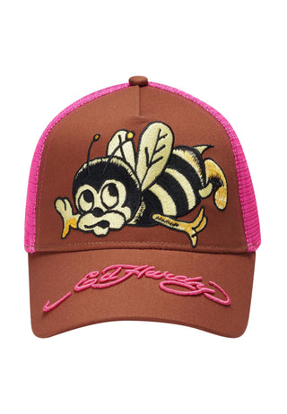Unisex Ed-Busy-Bee Twill Front Mesh Trucker Cap - Brown