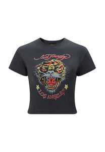 T-Shirt Bébé Court La-Roar-Tiger - Noir Délavé