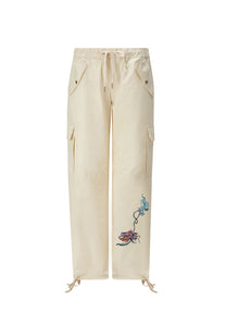 Womens Mystic Panther Cargo Pants Trousers - Ecru