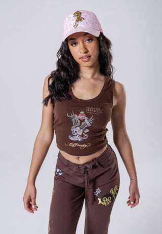 Womens New York City Cropped Vest - Brown
