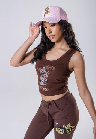 Womens New York City Cropped Vest - Brown